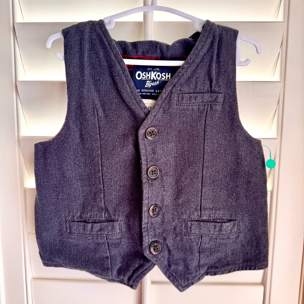 OshKosh B’gosh Toddler Vest 2T Gray Herringbone Dress Vest